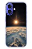 Le Balvo iPhone 16 Uyumlu Uzay Günbatımı Baskılı Silikon Kılıf