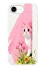 Le Balvo iPhone 16e Uyumlu Pembeli Kedi Baskılı Silikon Kılıf
