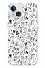 Le Balvo iPhone 15 Uyumlu Retro Kalp Karışık Baskılı Silikon Kılıf