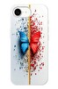 Le Balvo iPhone 16e Uyumlu Kırmızı Mavi Kelebek Baskılı Silikon Kılıf