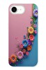 Le Balvo iPhone 16e Uyumlu Pembe Mavi Sarmaşık Baskılı Silikon Kılıf