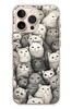 Le Balvo iPhone 16 Pro Max Uyumlu Kara Kalem Kediler Baskılı Silikon Kılıf
