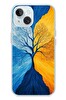 Le Balvo iPhone 15 Uyumlu Sarı Mavi Ağaç Baskılı Silikon Kılıf