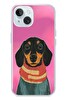 Le Balvo iPhone 15 Uyumlu Sevimli Siyah Köpek Baskılı Silikon Kılıf