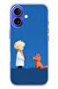 Le Balvo iPhone 16 Uyumlu Sarışın Çocuk ve Köpek Baskılı Silikon Kılıf