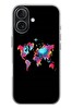 Le Balvo iPhone 17 Uyumlu Dünya Renkli Haritası Baskılı Silikon Kılıf