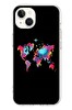 Le Balvo iPhone 13 - 14 Uyumlu Dünya Renkli Haritası Baskılı Silikon Kılıf
