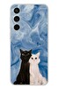 Le Balvo Samsung Galaxy S23 FE Uyumlu Siyah ve Beyaz Kedi Baskılı Silikon Kılıf