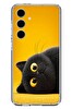 Le Balvo Samsung Galaxy S24 FE Uyumlu Yan Bakan Siyah Kedi Baskılı Silikon Kılıf
