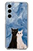 Le Balvo Samsung Galaxy S24 FE Uyumlu Siyah ve Beyaz Kedi Baskılı Silikon Kılıf