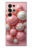 Le Balvo Samsung Galaxy S22 Ultra Uyumlu Pembe Beyaz Kırık Toplar Baskılı Silikon Kılıf