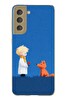 Le Balvo Samsung Galaxy S21 FE Uyumlu Sarışın Çocuk ve Köpek Baskılı Silikon Kılıf