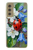 Le Balvo Samsung Galaxy S21 FE Uyumlu Uğur Böceği Yağlı Boya Baskılı Silikon Kılıf