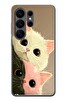 Le Balvo Samsung Galaxy S26 Ultra Uyumlu Pembe Siyah Beyaz Kedi Baskılı Silikon Kılıf