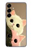 Le Balvo Samsung Galaxy S25 Plus Uyumlu Pembe Siyah Beyaz Kedi Baskılı Silikon Kılıf