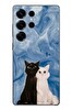 Le Balvo Samsung Galaxy S25 Ultra Uyumlu Siyah ve Beyaz Kedi Baskılı Silikon Kılıf
