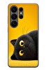 Le Balvo Samsung Galaxy S26 Ultra Uyumlu Yan Bakan Siyah Kedi Baskılı Silikon Kılıf