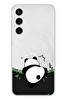 Le Balvo Samsung Galaxy S23 FE Uyumlu Bambuya Çıkan Panda Baskılı Silikon Kılıf