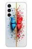 Le Balvo Samsung Galaxy S23 FE Uyumlu Kırmızı Mavi Kelebek Baskılı Silikon Kılıf