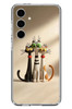 Le Balvo Samsung Galaxy S24 FE Uyumlu Neşeli Kedi Ailesi Baskılı Silikon Kılıf