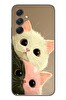 Le Balvo Samsung Galaxy A54 Uyumlu Pembe Siyah Beyaz Kedi Baskılı Silikon Kılıf