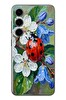 Le Balvo Samsung Galaxy S24 Uyumlu Uğur Böceği Yağlı Boya Baskılı Silikon Kılıf