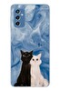 Le Balvo Samsung Galaxy M52 Uyumlu Siyah ve Beyaz Kedi Baskılı Silikon Kılıf