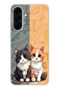 Le Balvo Samsung Galaxy A37 Uyumlu Sarı ve Siyah Kedi Baskılı Silikon Kılıf