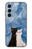 Le Balvo Samsung Galaxy S23 Uyumlu Siyah ve Beyaz Kedi Baskılı Silikon Kılıf