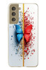 Le Balvo Samsung Galaxy S21 FE Uyumlu Kırmızı Mavi Kelebek Baskılı Silikon Kılıf