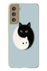 Le Balvo Samsung Galaxy S21 FE Uyumlu Yin Yang Kediler Baskılı Silikon Kılıf