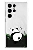 Le Balvo Samsung Galaxy S23 Ultra Uyumlu Bambuya Çıkan Panda Baskılı Silikon Kılıf