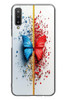 Le Balvo Samsung Galaxy A7 2018 Uyumlu Kırmızı Mavi Kelebek Baskılı Silikon Kılıf