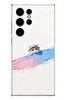 Le Balvo Samsung Galaxy S23 Ultra Uyumlu Pembe Mavi Kedi Baskılı Silikon Kılıf