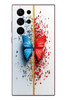 Le Balvo Samsung Galaxy S22 Ultra Uyumlu Kırmızı Mavi Kelebek Baskılı Silikon Kılıf