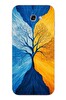 Le Balvo Samsung Galaxy A7 2017 Uyumlu Sarı Mavi Ağaç Baskılı Silikon Kılıf