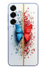 Le Balvo Samsung Galaxy S25 Plus Uyumlu Kırmızı Mavi Kelebek Baskılı Silikon Kılıf