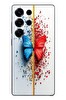 Le Balvo Samsung Galaxy S25 Ultra Uyumlu Kırmızı Mavi Kelebek Baskılı Silikon Kılıf