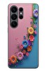 Le Balvo Samsung Galaxy S26 Ultra Uyumlu Pembe Mavi Sarmaşık Baskılı Silikon Kılıf