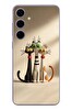 Le Balvo Samsung Galaxy S24 Plus Uyumlu Neşeli Kedi Ailesi Baskılı Silikon Kılıf