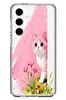 Le Balvo Samsung Galaxy S24 FE Uyumlu Pembeli Kedi Baskılı Silikon Kılıf
