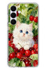 Le Balvo Samsung Galaxy S25 FE Uyumlu Kirazlı Kedi Baskılı Silikon Kılıf