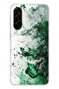 Le Balvo Samsung Galaxy A36 Uyumlu Yeşil Beyaz Dalgalar Baskılı Silikon Kılıf