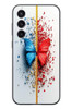 Le Balvo Samsung Galaxy S23 Uyumlu Kırmızı Mavi Kelebek Baskılı Silikon Kılıf