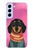 Le Balvo Samsung Galaxy S22 Uyumlu Sevimli Siyah Köpek Baskılı Silikon Kılıf