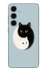 Le Balvo Samsung Galaxy S24 Uyumlu Yin Yang Kediler Baskılı Silikon Kılıf