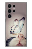 Le Balvo Samsung Galaxy S24 Ultra Uyumlu Kelebekli Kedi Baskılı Silikon Kılıf