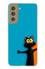 Le Balvo Samsung Galaxy S21 FE Uyumlu Kedi Uyarısı Baskılı Silikon Kılıf