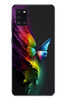 Le Balvo Samsung Galaxy A31 Uyumlu Gökkuşağı Kelebeği Baskılı Silikon Kılıf