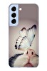 Le Balvo Samsung Galaxy S22 Uyumlu Kelebekli Kedi Baskılı Silikon Kılıf
